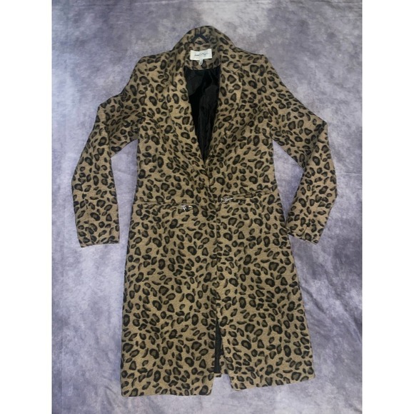 Kendall & Kylie Jenner Womens Size S Cheetah Print Pea Coat - Picture 2 of 5